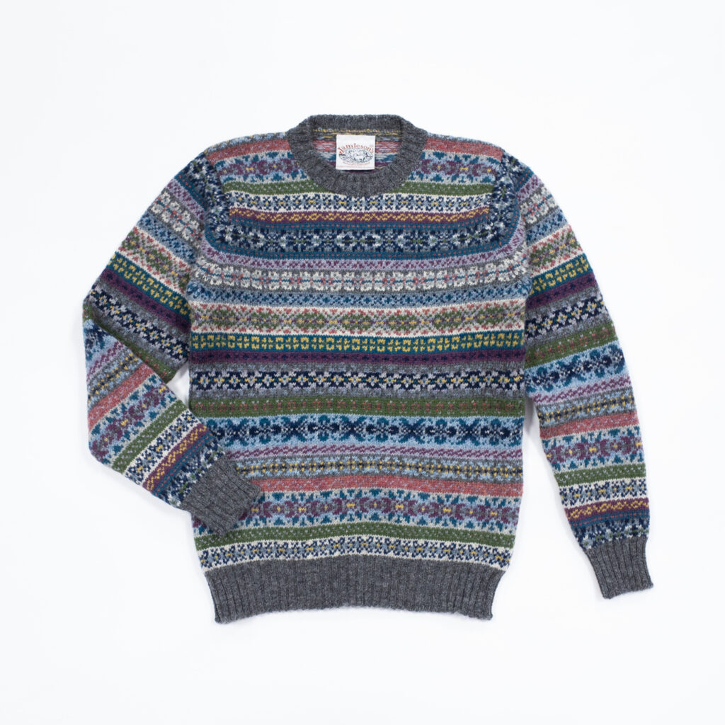 ジャミーソンズ・フェアアイルクルーネックセーター・シェットランドグレー