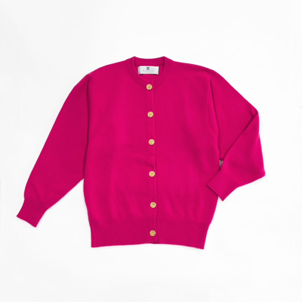 バランタイン・カシミヤカーディガン・クリロン・カーマインローズ