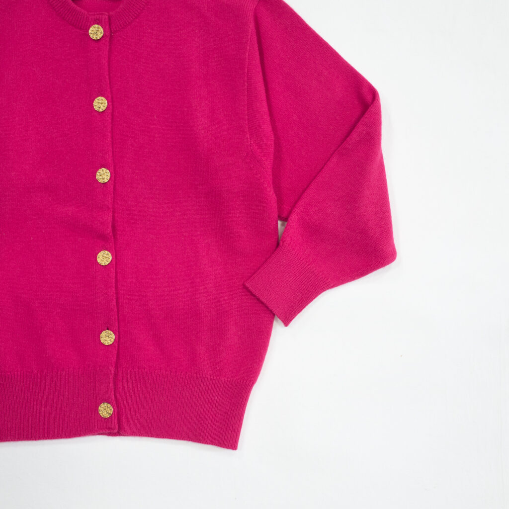 バランタイン・カシミヤカーディガン・クリロン・カーマインローズ