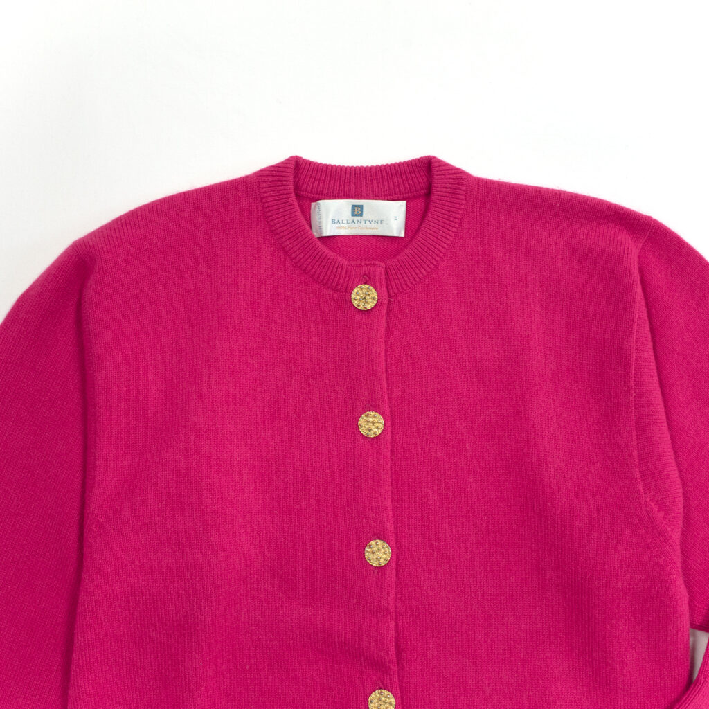 バランタイン・カシミヤカーディガン・クリロン・カーマインローズ