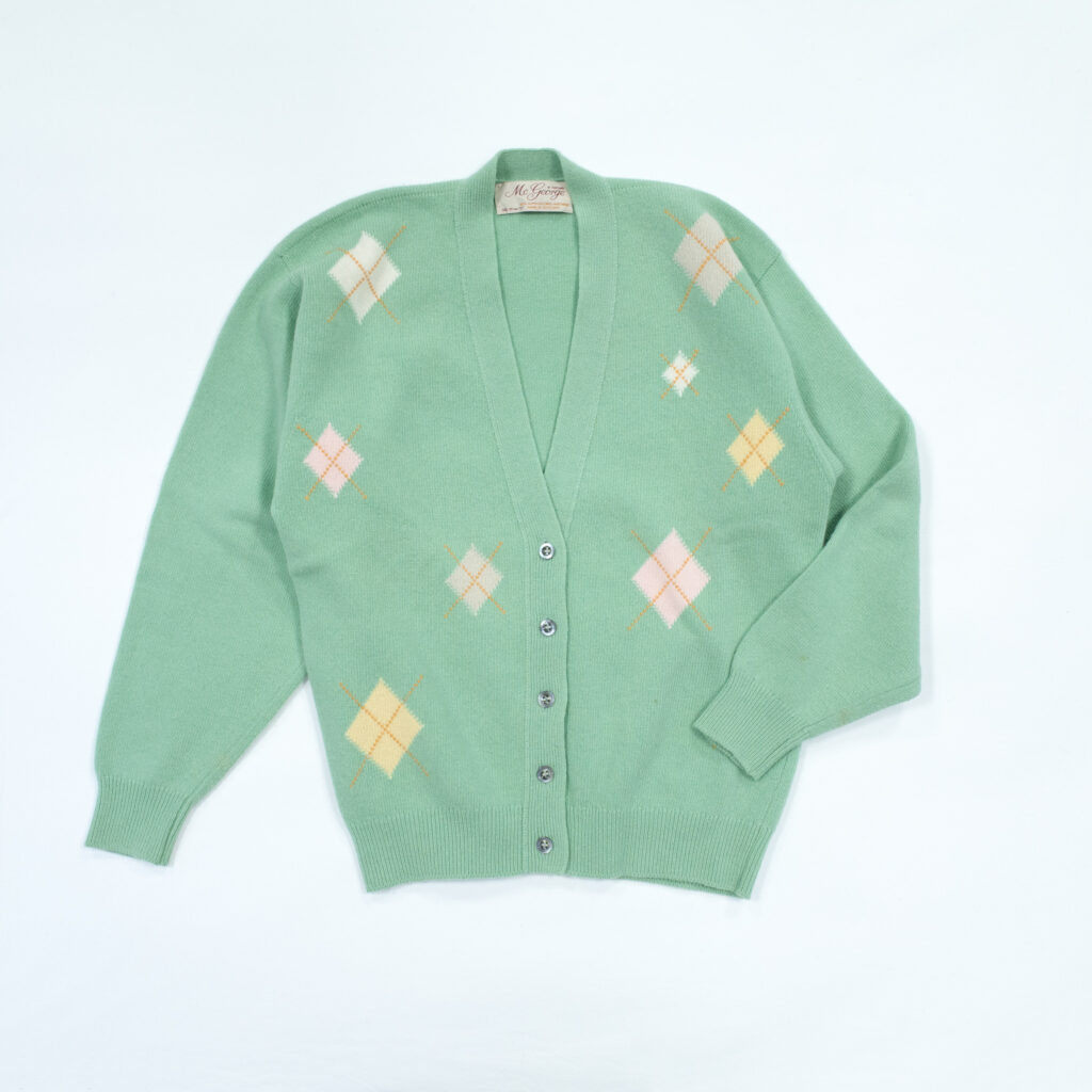 ヴィンテージ・マックジョージ・レディス・スーパージーロングアーガイル・カーディガン・ミント