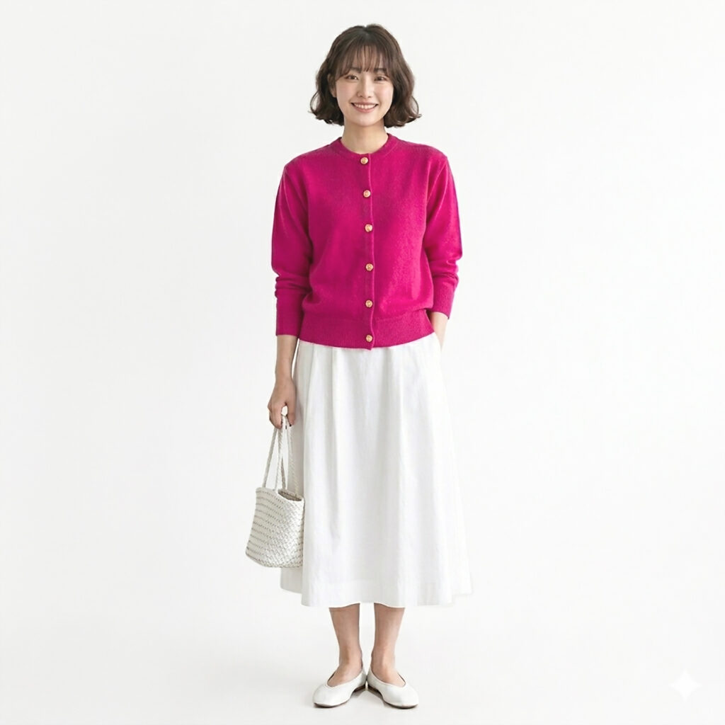 バランタインカシミヤカーディガンカーマインローズ