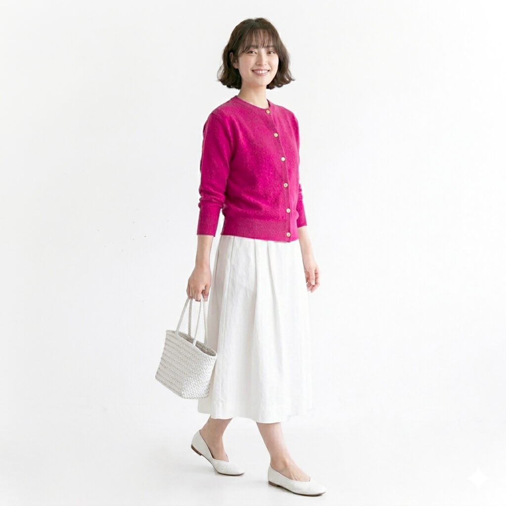 バランタインカシミヤカーディガンカーマインローズ