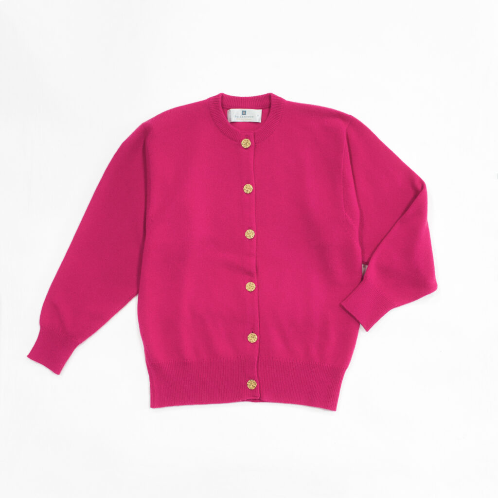 バランタインカシミヤカーディガンカーマインローズ