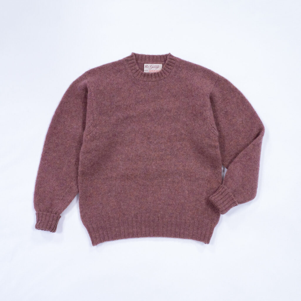 マックジョージ・シェットランドクルーネックセーター・オールドローズ
